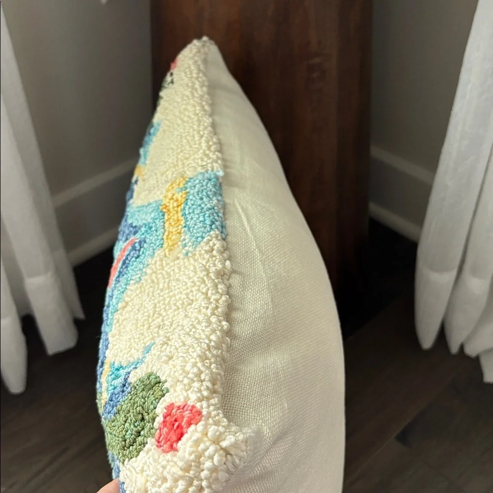 Place & Time “JoAnne’s” Yarn hooked floral, multicolor square pillow